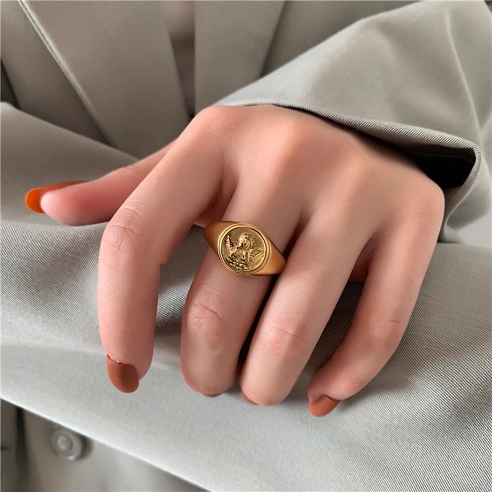 NEW 18K GOLD PLATED ANGEL RING